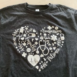 Nurse Tee Heart Shape Patience Compassion Care Sz M